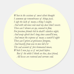 Sonnet # 30 van William Shakespeare Ronde Sticker