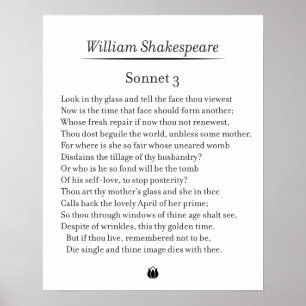 Sonnet 3 van William Shakespeare Poster