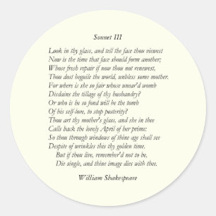 Sonnet # 3 van William Shakespeare Ronde Sticker