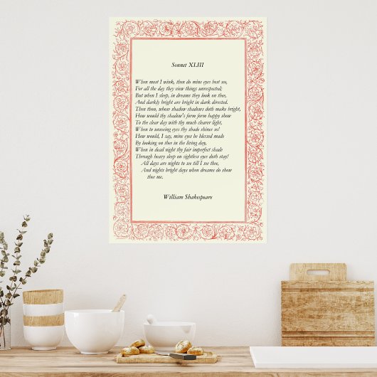 Sonnet # 43 van William Shakespeare Poster (Keuken)