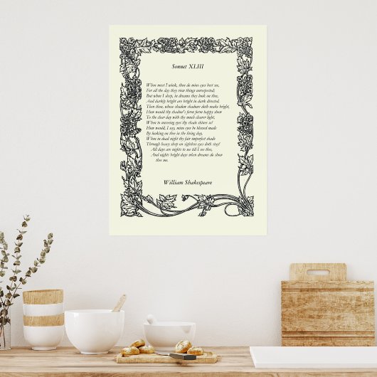 Sonnet # 43 van William Shakespeare Poster (Keuken)