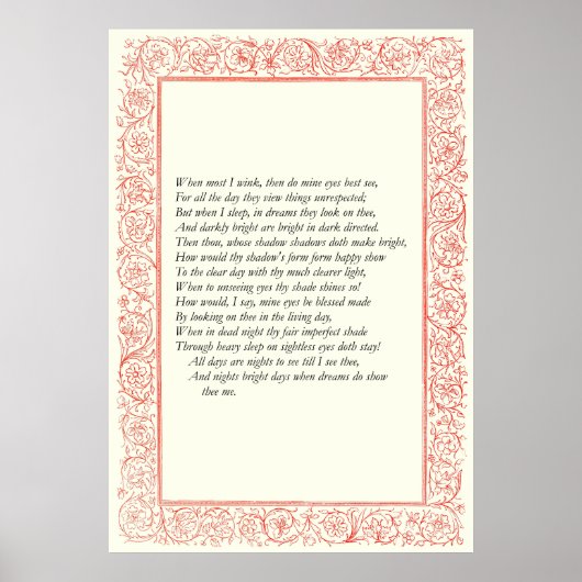 Sonnet # 43 van William Shakespeare Poster (Voorkant)
