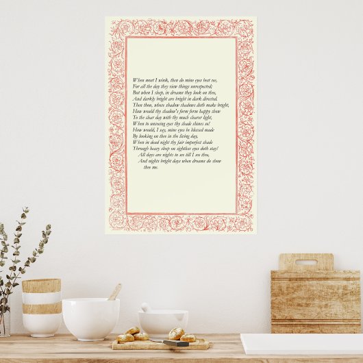 Sonnet # 43 van William Shakespeare Poster (Keuken)