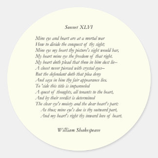 Sonnet # 46 van William Shakespeare Ronde Sticker