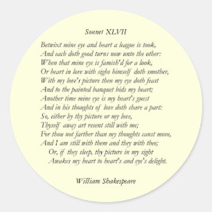 Sonnet # 47 van William Shakespeare Ronde Sticker