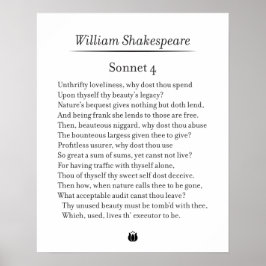 Sonnet 4 door William Shakespeare Poster