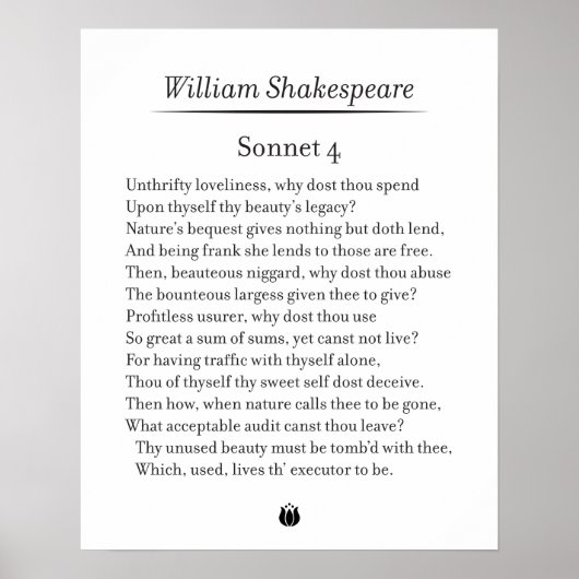 Sonnet 4 door William Shakespeare Poster (Voorkant)