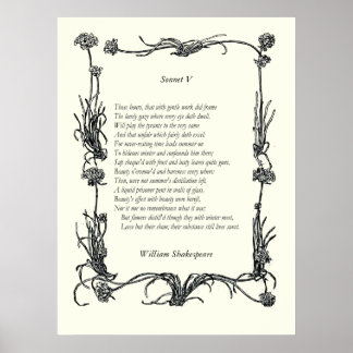 Sonnet # 5 van William Shakespeare Poster