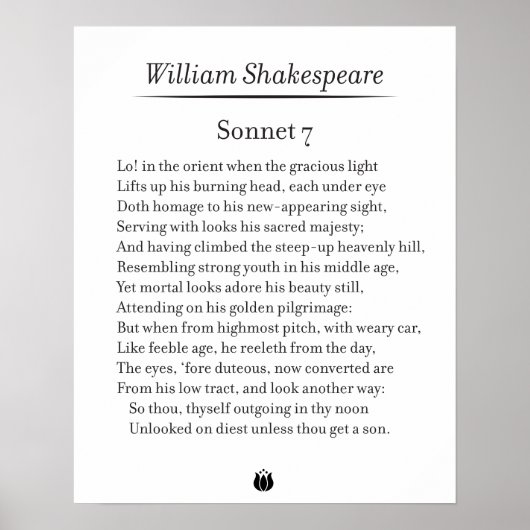 Sonnet 7 door William Shakespeare Poster (Voorkant)