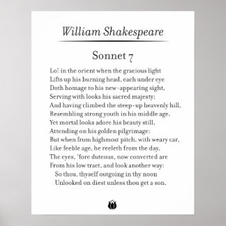 Sonnet 7 door William Shakespeare Poster