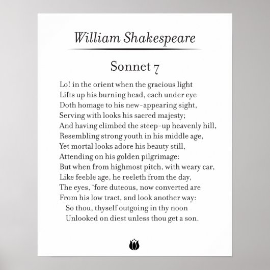 Sonnet 7 door William Shakespeare Poster (Voorkant)
