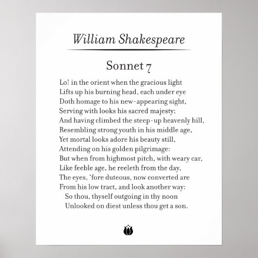 Sonnet 7 door William Shakespeare Poster (Voorkant)