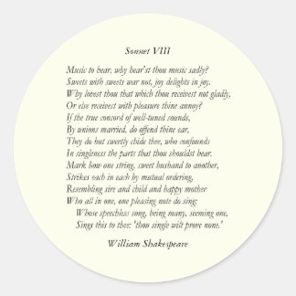 Sonnet # 8 van William Shakespeare Ronde Sticker