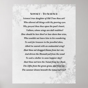Sonnet aan Wetenschap Edgar Allan Poe Poem Poster