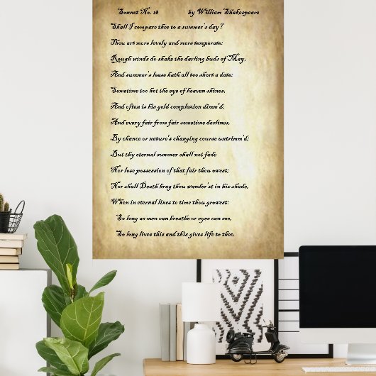 Sonnet No. 18 van William Shakespeare Poster (Thuiskantoor)
