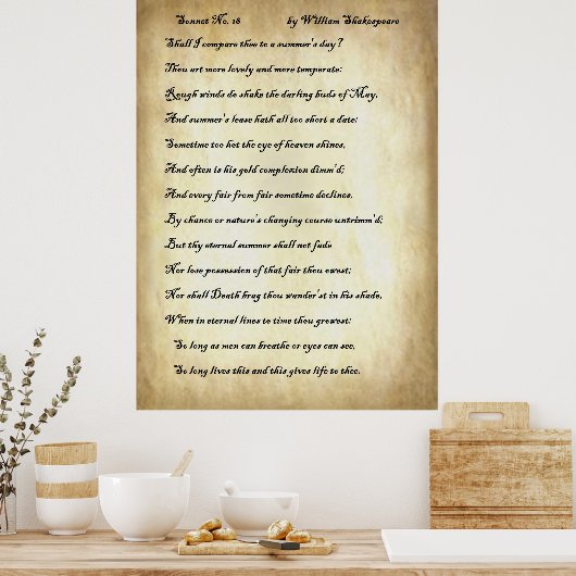 Sonnet No. 18 van William Shakespeare Poster (Keuken)