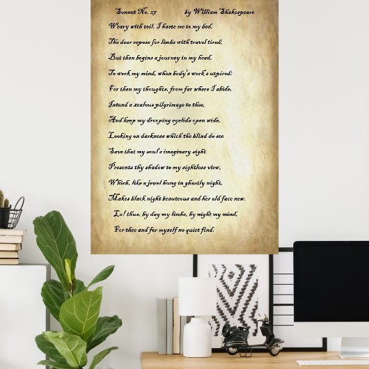 Sonnet No. 27 van William Shakespeare Poster (Thuiskantoor)