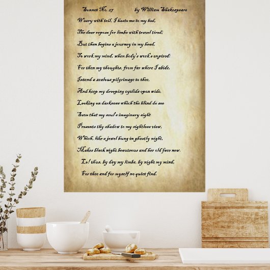 Sonnet No. 27 van William Shakespeare Poster (Keuken)