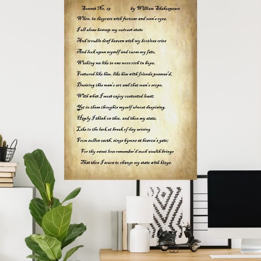 Sonnet No. 29 van William Shakespeare Poster (Thuiskantoor)