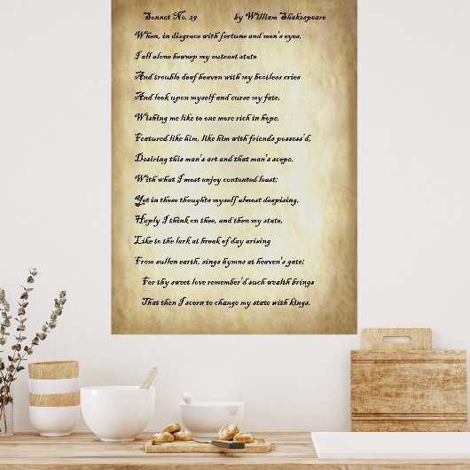 Sonnet No. 29 van William Shakespeare Poster (Keuken)