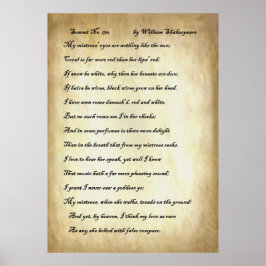 Sonnet nr. 130 van William Shakespeare Poster
