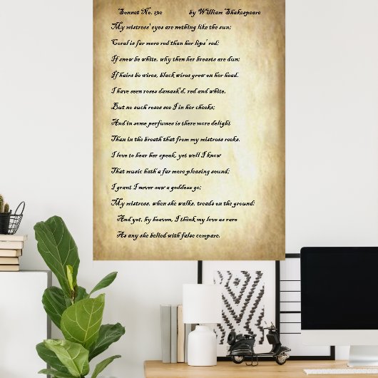 Sonnet nr. 130 van William Shakespeare Poster (Thuiskantoor)