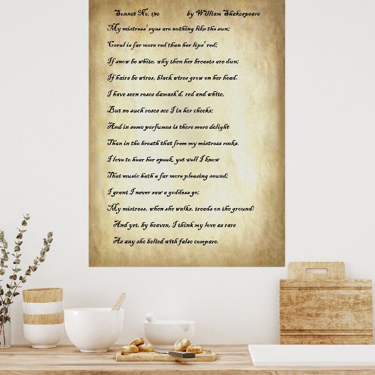 Sonnet nr. 130 van William Shakespeare Poster (Keuken)