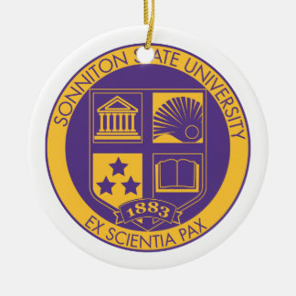 Sonniton State University Seal - Paars/Gold Keramisch Ornament