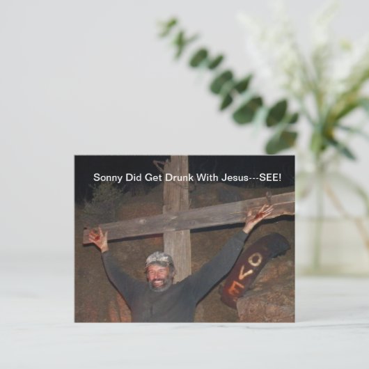 Sonny werd drink met Jezus briefkaart (Staand voorkant)