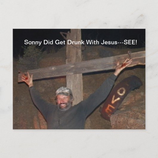 Sonny werd drink met Jezus briefkaart (Voorkant)