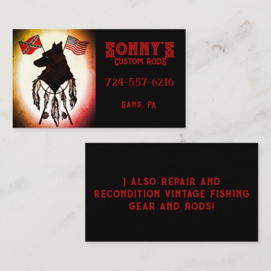 Sonny's aangepaste rijen visitekaartje (Voorkant / Achterkant)