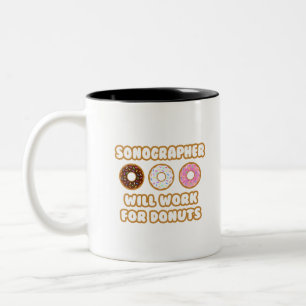 Sonograaf.. Zal werken voor donuts Tweekleurige Koffiemok