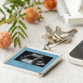 Sonogram Afbeelding Foto Gift Baby Ultrasound Blue Sleutelhanger (Zijkant)