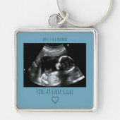 Sonogram Afbeelding Foto Gift Baby Ultrasound Blue Sleutelhanger (Voorkant)