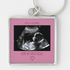 Sonogram Afbeelding Foto Gift Baby Ultrasound Roze Sleutelhanger