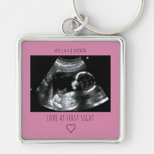 Sonogram Afbeelding Foto Gift Baby Ultrasound Roze Sleutelhanger