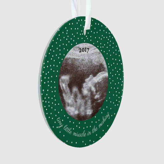 Sonogram Afbeelding Tiny Little Mirakel in The Mak Ornament (voorkant)