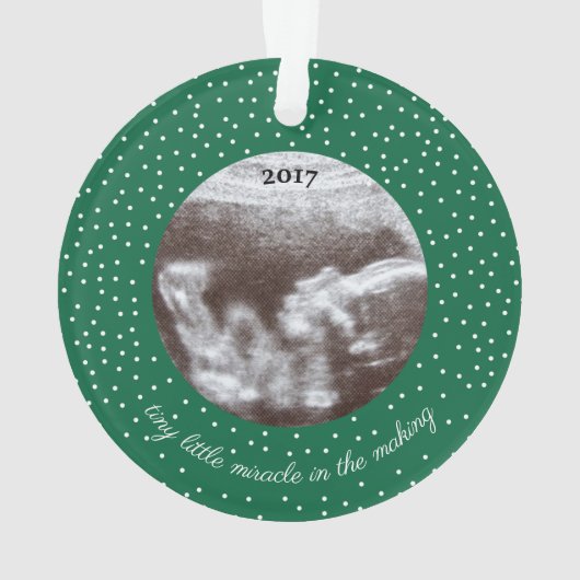 Sonogram Afbeelding Tiny Little Mirakel in The Mak Ornament (achterkant)