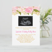 Sonogram Baby Shower Invitations, Baby Girl Shower Kaart (Staand voorkant)