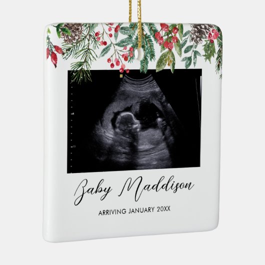 Sonogram Echografie Baby's Eerste Kerstmis Keramisch Ornament (Rechts)