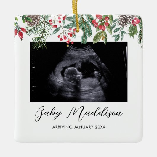 Sonogram Echografie Baby's Eerste Kerstmis Keramisch Ornament (Voorkant)