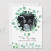 Sonogram Foto Eucalyptus Groene Blad Pregnancy Aankondiging (Voorkant)