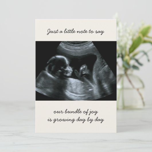Sonogram Foto neutraal crème Aankondiging (Staand voorkant)