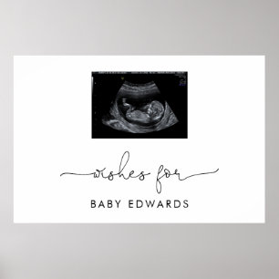 Sonogram Genderneutraal Baby shower Gastenboek Poster