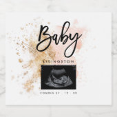 Sonogram Girl Zwangerschap Aankondiging Sparkling Wijnetiket (Enkel label)