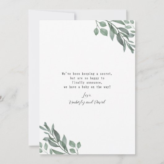 Sonogram Neutral Green Card Baby Announcement Aankondiging (Achterkant)