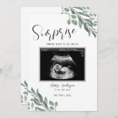Sonogram Neutral Green Card Baby Announcement Aankondiging (Voorkant / Achterkant)