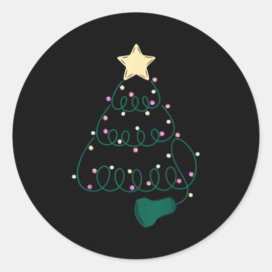 Sonographer Christmas Tree Ultrasound Mfm Sonograp Ronde Sticker (Voorkant)