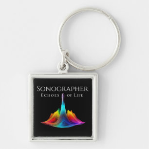 Sonographer-kleurrijke ultrasone golven sleutelhanger