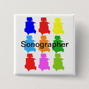 Sonographer Popart Gfits Vierkante Button 5,1 Cm